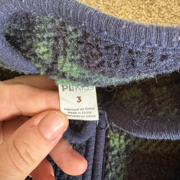 Toddler Fleece Zip Up Sweater Jacket Blue 3T plaid Pl Kids - Picture 8 of 10